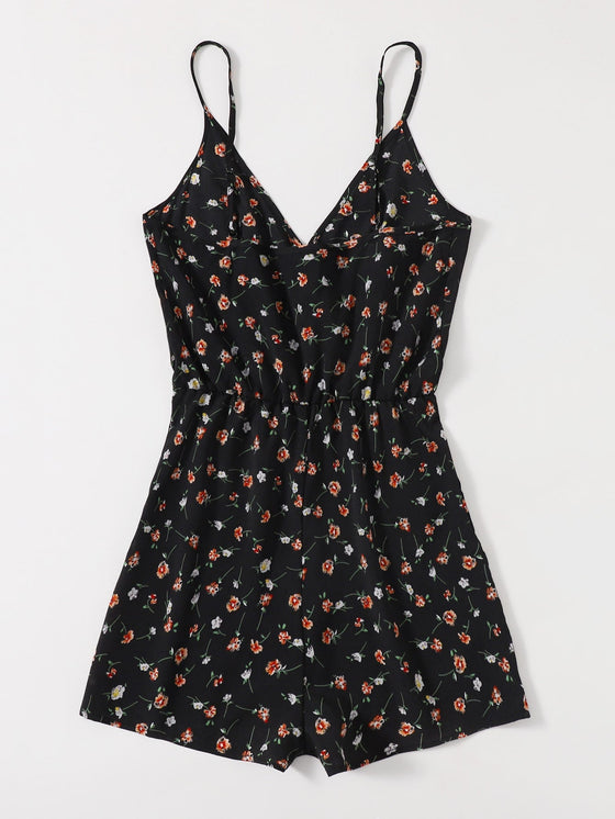 Surplice Neck Ditsy Floral Romper