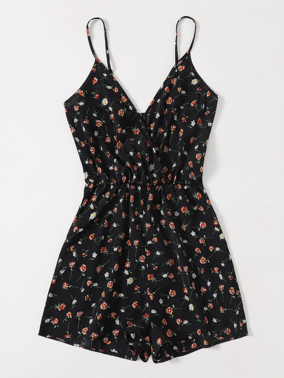Surplice Neck Ditsy Floral Romper