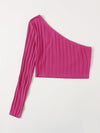 One Shoulder Rib knit Crop Top