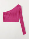 One Shoulder Rib knit Crop Top