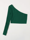 One Shoulder Rib knit Crop Top