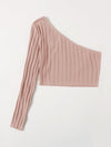 One Shoulder Rib knit Crop Top