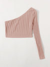 One Shoulder Rib knit Crop Top