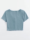 Lettuce Edge Button Front Rib knit Top