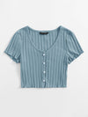 Lettuce Edge Button Front Rib knit Top