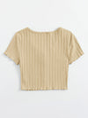 Lettuce Edge Button Front Rib knit Top