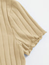 Lettuce Edge Button Front Rib knit Top