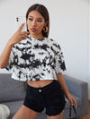 Drop Shoulder Tie Dye Crop Tee