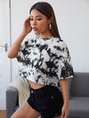 Drop Shoulder Tie Dye Crop Tee