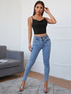 BAE Draped Neck Glitter Crop Cami Top
