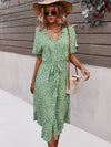 Ditsy Floral Tie Front Button Through Dress