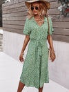 Ditsy Floral Tie Front Button Through Dress