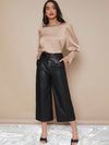 Buttoned Cuff Lantern Sleeve Satin Top