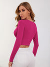 Surplice Neck Rib knit Crop Tee