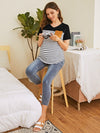 Maternity Color Block Striped Tee