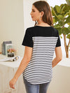 Maternity Color Block Striped Tee