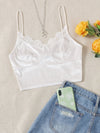Lace Trim Velvet Crop Cami Top