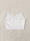 Lace Trim Velvet Crop Cami Top