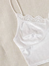 Lace Trim Velvet Crop Cami Top