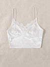 Lace Trim Velvet Crop Cami Top
