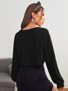 EZwear F V neck Drop Shoulder Rib knit Crop Tee