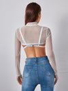 Mock neck Super Crop Mesh Top