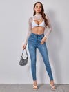 Mock neck Super Crop Mesh Top