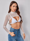 Mock neck Super Crop Mesh Top