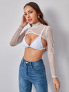 Mock neck Super Crop Mesh Top