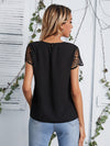 EMERY ROSE Keyhole Neck Lace Sleeve Top