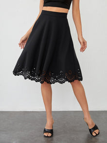  Scallop Laser Cut Hem Skirt
