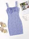 Frill Trim Ruched Bust Ditsy Floral Dress