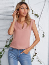 Notched Neck Scallop Trim Top