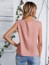 Notched Neck Scallop Trim Top