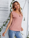 Notched Neck Scallop Trim Top