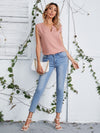 Notched Neck Scallop Trim Top