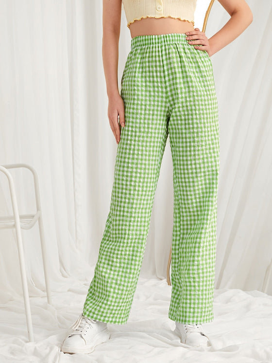 Buffalo Plaid Straight Leg Pants