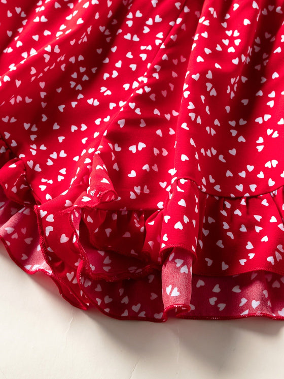 Allover Heart Knot Front Cami Top With Shorts