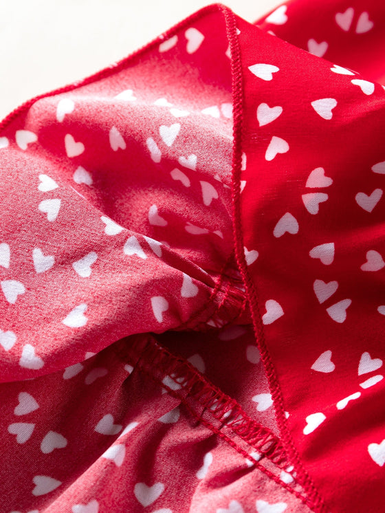 Allover Heart Knot Front Cami Top With Shorts