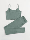 Lettuce Edge Waffle Knit Cami Top Leggings Set