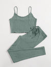 Lettuce Edge Waffle Knit Cami Top Leggings Set