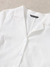 Single Breasted Solid Shirt Shorts Set