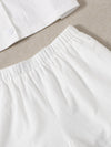 Single Breasted Solid Shirt Shorts Set