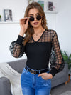 Contrast Mesh Plaid Top
