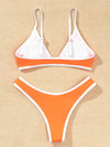 Contrast Binding Triangle Bikini Swimsuit