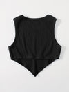 EZwear F Asymmetrical Hem Rib knit Crop Tank Top