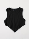 EZwear F Asymmetrical Hem Rib knit Crop Tank Top