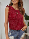 Polka Dot Print Ruffle Trim Top