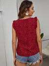 Polka Dot Print Ruffle Trim Top