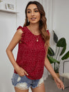 Polka Dot Print Ruffle Trim Top